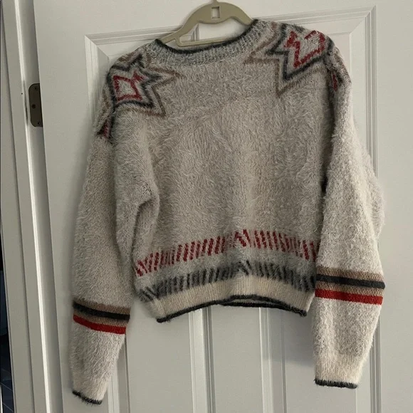 Angie Cream and Red Geometric Cardigan - Picture 4 of 5